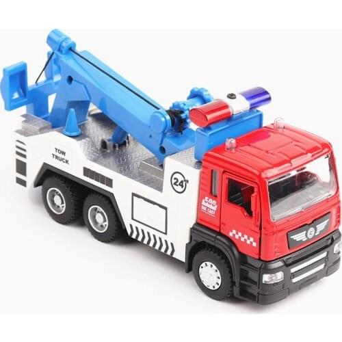 1:32 Alloy Tow Truck Transport Truck Engineering Vehicle Diecast Car Model Lights And Sound Function Toy For Children HC0288