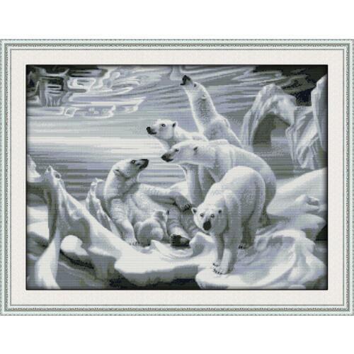 Polar Bear Homeland Counted Cross Stitch 11CT 14CT Cross Stitch Set Cross-stitch Kits Embroidery Needlework
