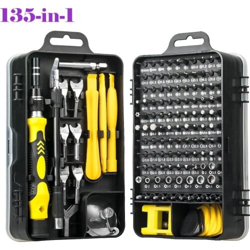 135 In 1 Screwdriver Set Torx Hex S2 Screwdriver Bits Tap Screw Driver Pocket Wrench Repair Phone Laptop Hand Tools Kit
