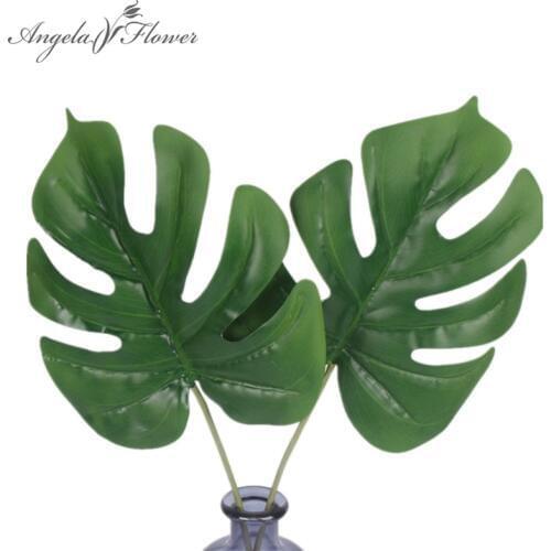 Real touch artificial turtle back leaves simulation green plants leaf 60cm wedding decoration home garden flower accessories