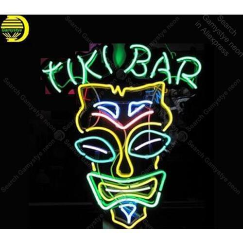 Neon Sign Tiki Bar Neon Signs Real Glass Tubes Beer Neon Bulb Signboard custom lighted with Plastic Board neon lights for sale