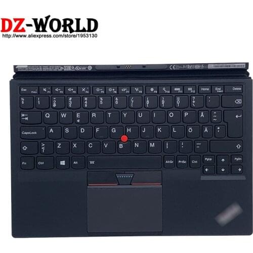 New Original Red Swedish Finnish Base Portable Backlit Thin Keyboard for Lenovo Thinkpad X1 Tablet 1st 2nd Gen 01HX776 01AW676