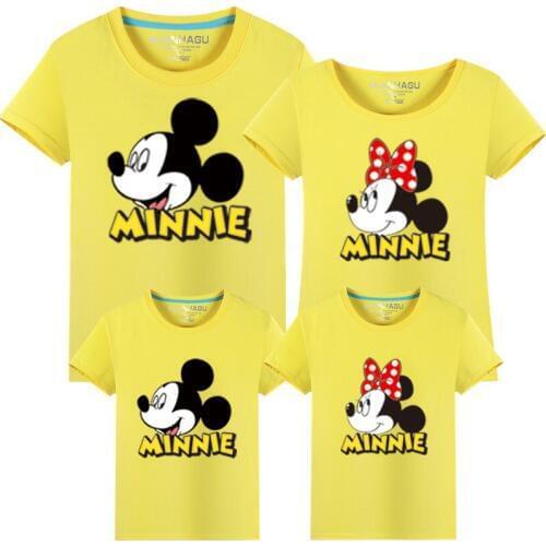 Family look Clothes Father Mother Son Daughter Clothing baby girl T-shirt Suit Mommy And Me Summer Clothes Mickey Minnie Tshirt