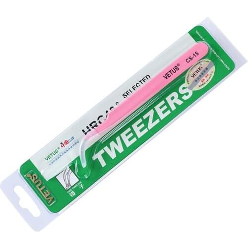 10pcs/Lot VETUS Pink Eyelash Tweezers Stainless Steel CS Series Free Shipping