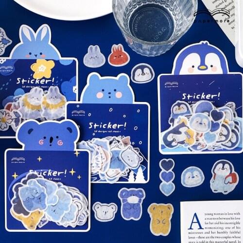 SaYing 40 Sheets Penguin Animals Mini Stickers Cartoon Cute DIY Decor Sparkling Journal Sticker School Supplies Supplies Kawaii