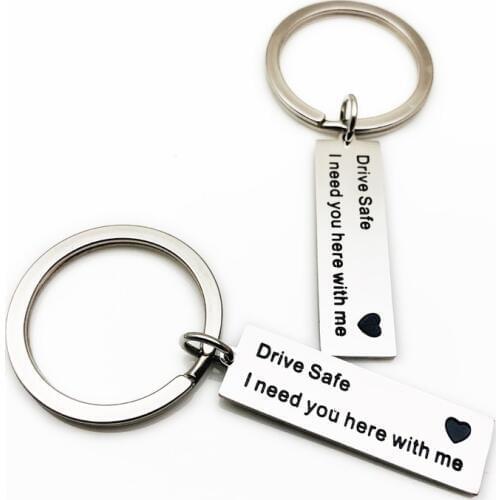 Oeinin Simple Keychain Man Drive Safe Key Holder Bags Unisex Letter Color Alloy Heart Key Chain Pendant Accessories Porte Clef