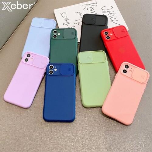Slide Camera Lens Protection Phone Case For iPhone 11 12 Pro Max XR XS X 7 8 Plus Mini SE 2 Shockproof Soft Silicone Candy Cover