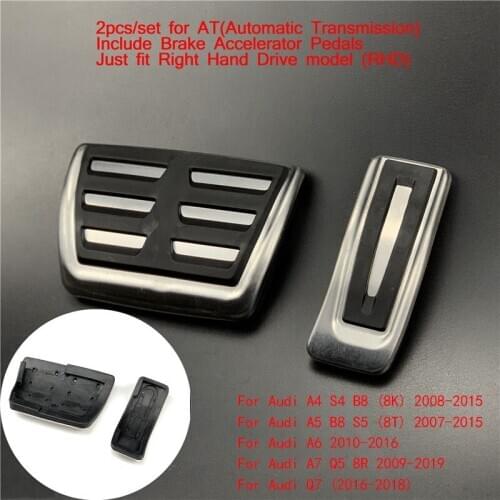 RHD No Drilling AT For Audi A4 A5 S4 B9 8W 2017 2018 Car Fuel Gas Brake Pedal Pad Plate Cover Replace Right Hand Drive
