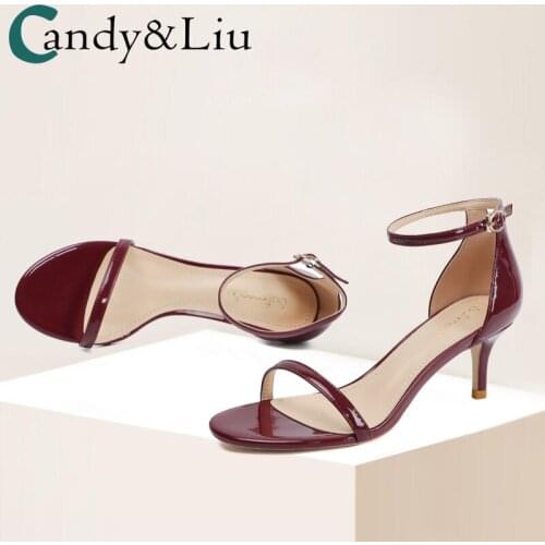 Female Sandals Sexy Temperament Sandals Womens 2021 Summer Dress Fashion Wine Red 8cm Open Toe with High Heels