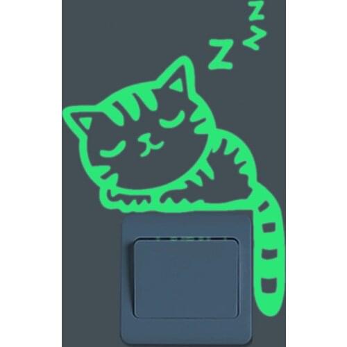 DIY Little Cat Light Switch Sticker Funny Animals Patterns Switch Stickers Cartoon Cat Dog Mural Art Home Decoration Stickers