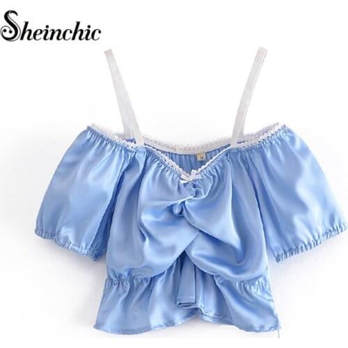 Голубые блузки Sheinchic China At AliExpress