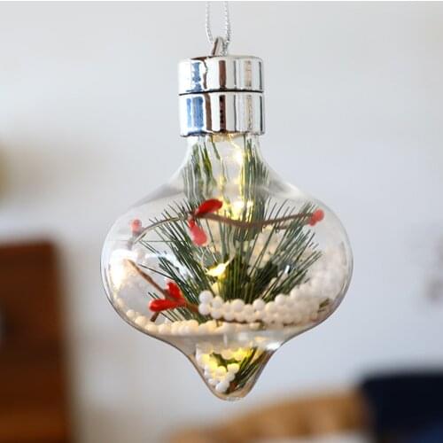 Christmas Bulbs Hollow Sphere Hanging Set Led Lighting Bulb Shape Party Home Dcoration Led Transparent Christmas Balls