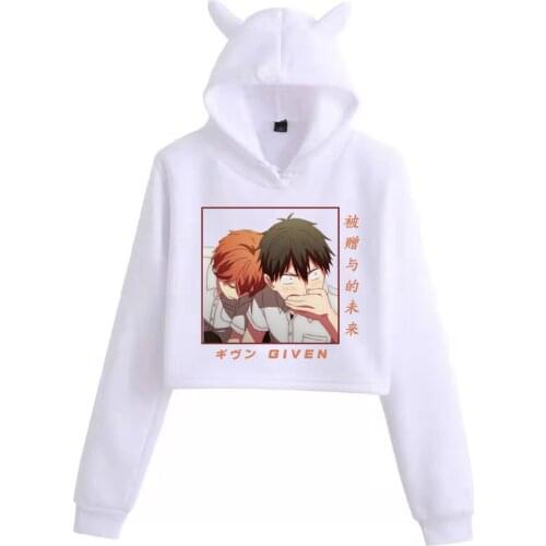 Sato Mafuyu Uenoyama Ritsuka Hoodie Sweatshirt Given Rabbit Ear Short Sweater Short Section Shows High Leaking Waist Hoodie