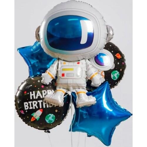 Outer Space Party Astronaut Rocket Star Foil Balloons Baby Shower Galaxy Theme Party Boy Kids Birthday Party Decor Helium Globos
