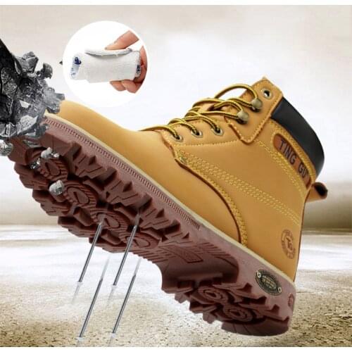 High Quality Safety Shoes for Men Steel Toe Breathable Leather Work Boot Anti-slip Boots Shoes