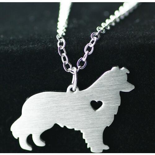SUTEYI Newest Design Border Collie Necklace Stainless Steel Animal Pendant Silver Color Chain Necklaces For Women Jewelry