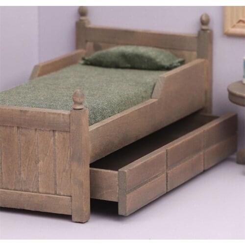 1:12 Dollhouse Mini Queen Bed with Mattress & Pillow Bedroom Furniture Accs