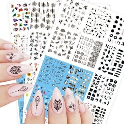 1 piece nail stickers animal flower mixed pattern Stickers for nails 3D nail decoration DIY nails sticker nail foil