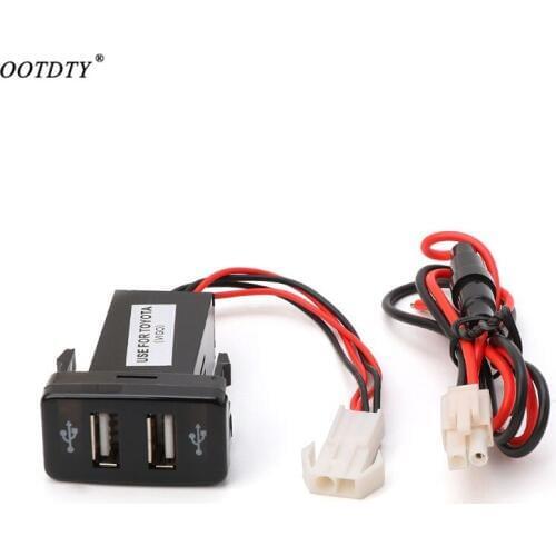 12V 2.1A Dual 2 Port USB Car Charger Socket Adapter w/ LED Light For Toyota VIGO