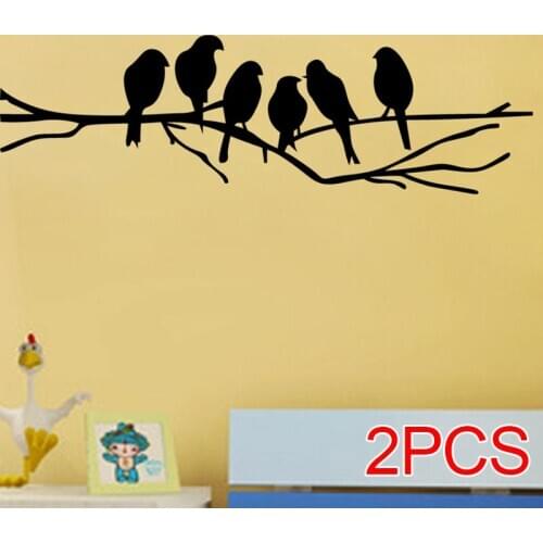 2pcs/lot Black Birds on the Tree Branch Wall Stickers for Living Room Wall Decals for Art Stickers Home Decoration Murals