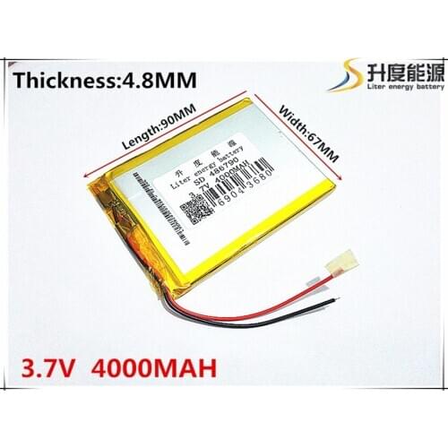 3.7V,4000mAH,[486790] PLIB; polymer lithium ion / Li-ion battery for GPS,mp3,mp4,mp5,dvd,bluetooth,model toy