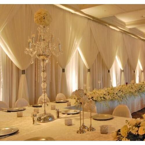 3 layers Pure White Wedding Backdrop with soft swags 10ft (H) x 20ft (L)