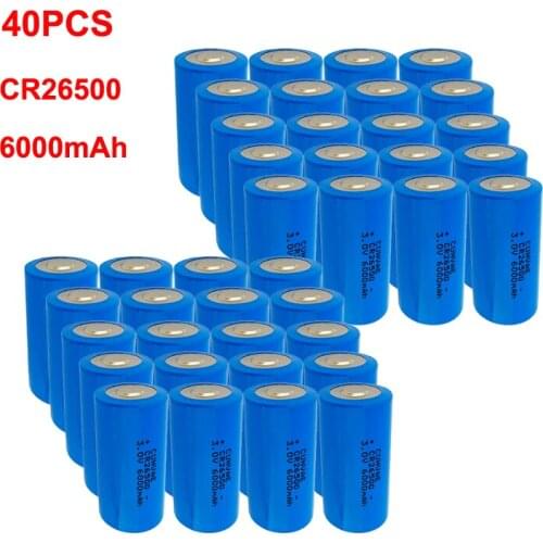 40PCS CR26500 26500 C size battery Li-MnO2 CR 26500 3.0V 6000mAh lithium primary power type batteries for industrial PC