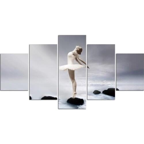Home Decoration 5 Pieces Canvas Prints Painting Ballet Dance Poster Wall Art For Bedside Background Modular Pictures Framework