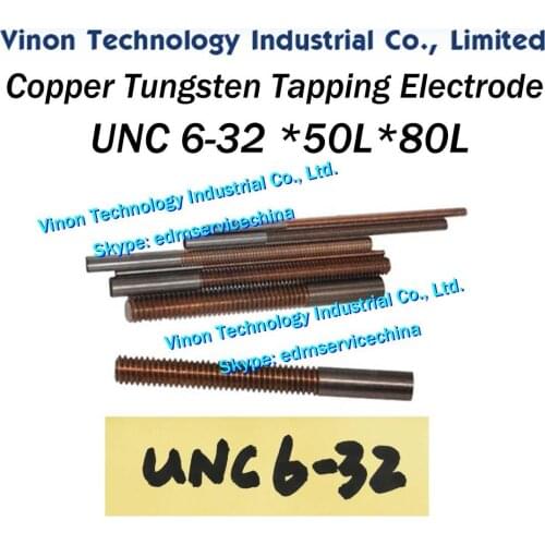 5PCS Pack) UNC 6-32*0.794*50L*80Lmm edm Tapping Electrode Copper Tungsten W75+Cu25 type. Orbital Electrode 6-32UNC Thread