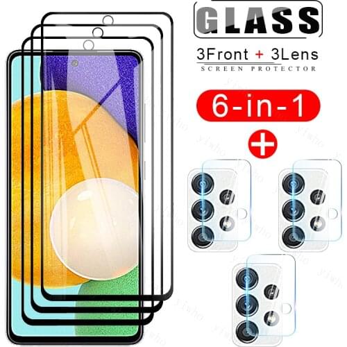 6-in-1 Glass for Samsung Galaxy A52 5G Full Cover Tempered Glass A32 A72 A51 M42 Camera Glass Screen Protector for Samsung A52