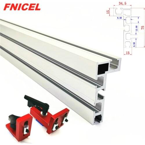 600mm/800mm Aluminium Profile Fence 75mm Height with T-Tracks and Sliding Brackets Miter Gauge Backer Connector for Woodworking