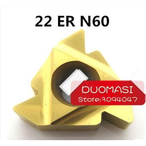 Free shipping 10pcs 22ER N 60 Threaded Inserts Indexable Tungsten Carbide Threading Lathe Inserts for Threaded Lathe Holder