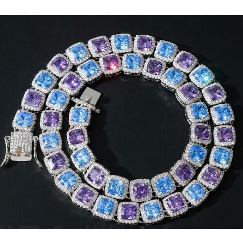 Iced Out Chains Necklace For Men Women Gifts Fashion Multicolor Square AAA Cubic Zirconia Hipster Hip Hop Jewelry