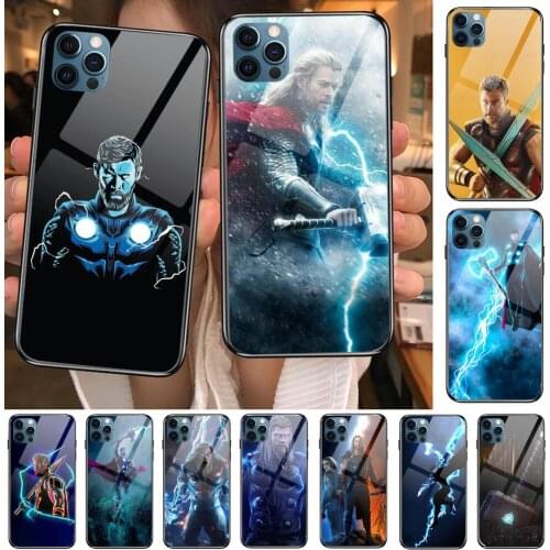Marvel Thor Chirs Glass Case For iphone 12 11 Pro Max 12Pro XS Max XR X 7 8 Plus SE 2020 Case Tempered Back Cover