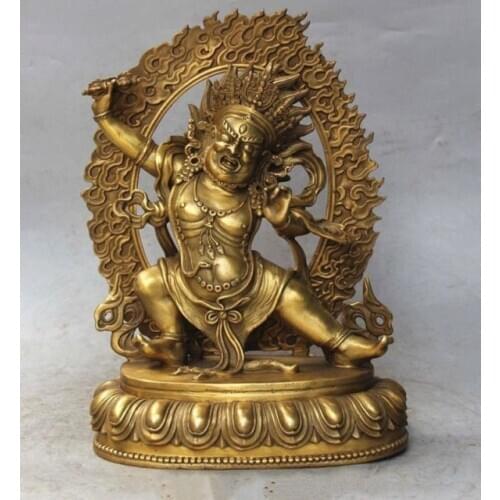 Decoration bronze factory Pure Brass Antique Chinese Classical Tibetan Buddhist Vajrapani (Chana Dorje) buddha Statue