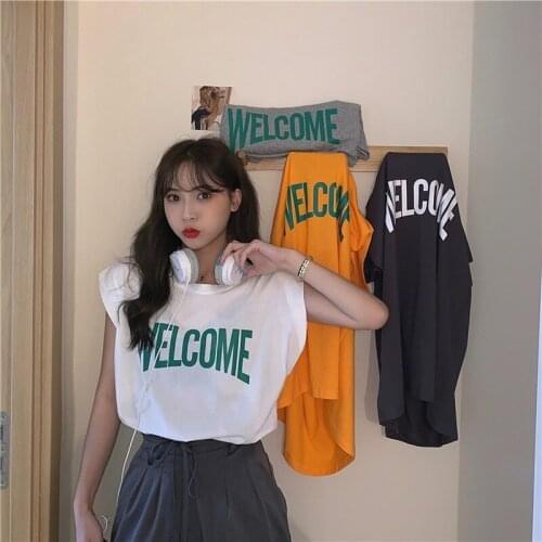 T-shirt Womens Spring and Summer New Sleeveless Versatile Hong Kong Style Outer Wear Thin Loose Vest Top