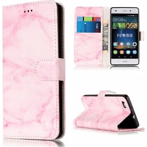 Granite Marble Texture Wallet PU Leather Flip Cover For Huawei P8lite Case Stand Card Fundas For Huawei P9lite Mobile Phone Bag
