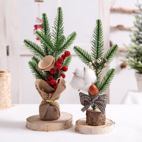 1Pcs Artificial Xmas Tree Ornaments Gift Small Christmas Tree Pine Tree Desktop Home Decoration New Year Party Supplies
