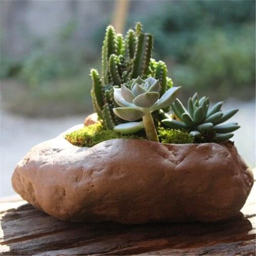 Coarse pottery flower vases desktop flower pots plants home decor table vases artificial stone vases creative Stone flowerpot