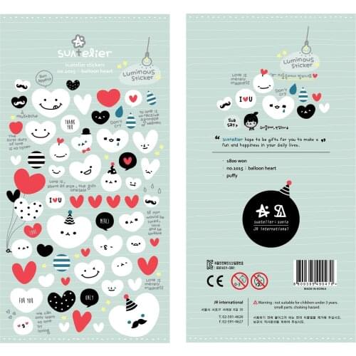 Korea Suatelier Ballon Heart Expression Scrapbooking Foam Puffy Sticker For DIY Stationery Book Diary Mobile Cups Decoration