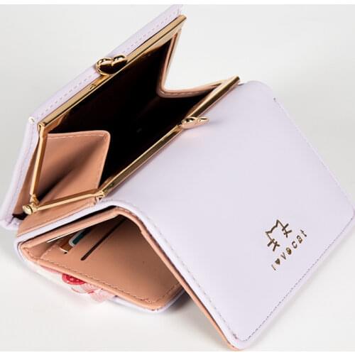 Womens Short Wallet Cute Animal Printed PU Leather Letter Hasp Card Holders Fashion Money Bag Small Change Purse