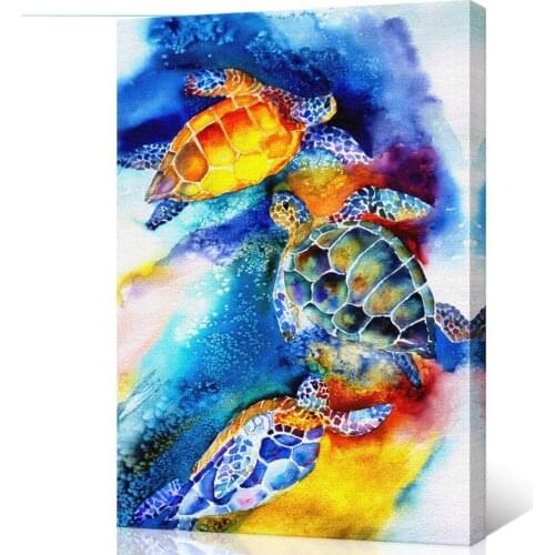 Colorful Sea Turtle 3d diamond painting cross stitch DIY craft crystal,square drill full diamond embroidery sale animals YG1877