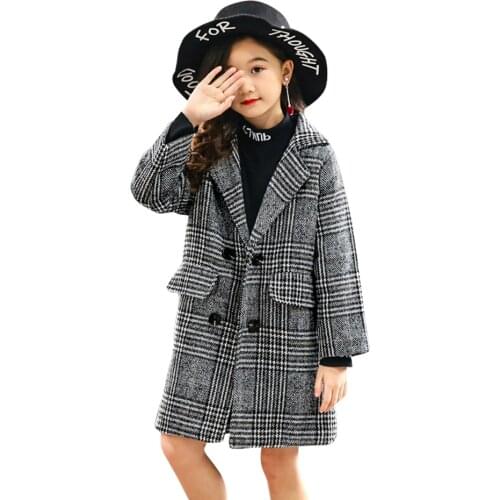 Coat For Girl Plaid Pattern Girls Jacket Casual Style Jacket Girl Autumn Winter Childrens Winter Clothes 6 8 10 12 14
