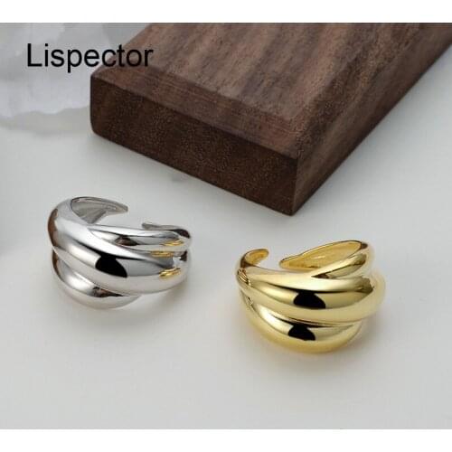 Lispector 925 Sterling Silver Korean Geometric Conch Rings for Women Minimalist Multilayer Spiral Wide Wrap Ring Female Jewelry