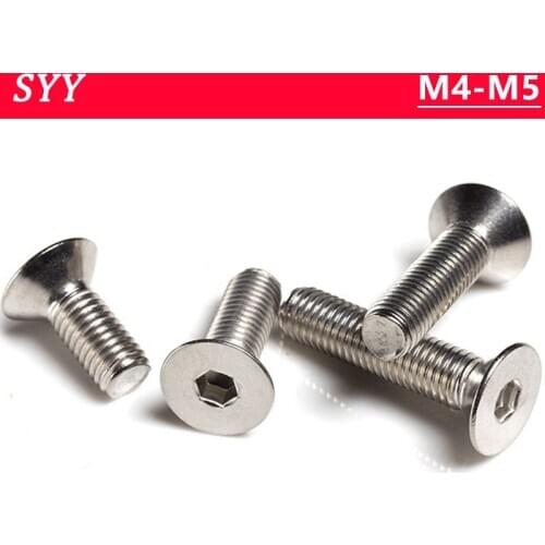 M4 M5 DIN7991 304 Stainless Steel Allen Key Head Flat Hexagon Hex Socket Flat Head Countersunk Screw Furniture Super Long Screw
