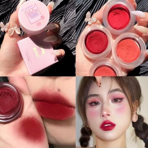 Multifunctional Makeup 3 IN 1 Lipstick Blush for Face Eyeshadow Lightweight Matte Lip Tint Natural Face Blush Lip Mud Lip Gloss