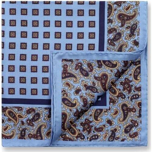 Mens Business Suits Pocket Square Handkerchiefs for Wedding Fashion Paisley Print Hankies Mens Pocket Towel 100% Silk Twill