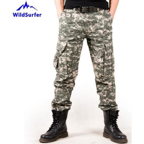 WildSurfer Mens Multi Pockets Outdoor Camo Pants Military Style Large Size 6 Colors Man Trekking Pants Hiking Trousers WP107
