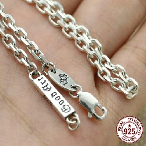 100% S925 sterling silver mens necklace personality fashion retro hip hop punk jewelry letter shape to send a gift of love hot