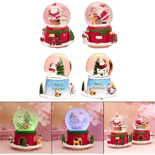 3D Crystal Ball Snow Globe Music Box Santa Claus Projection LED Light Snowflake for Kids Christmas Home Decor Crafts